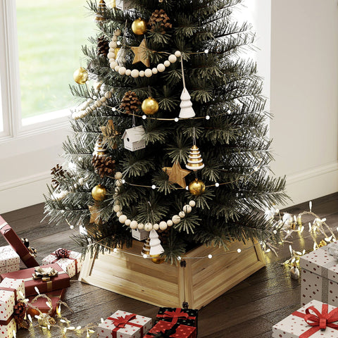 Rootz Christmas Tree Skirt - Tree Collar - Rustic Cover - Hides Tree Stand - 65cm x 65cm x 27cm