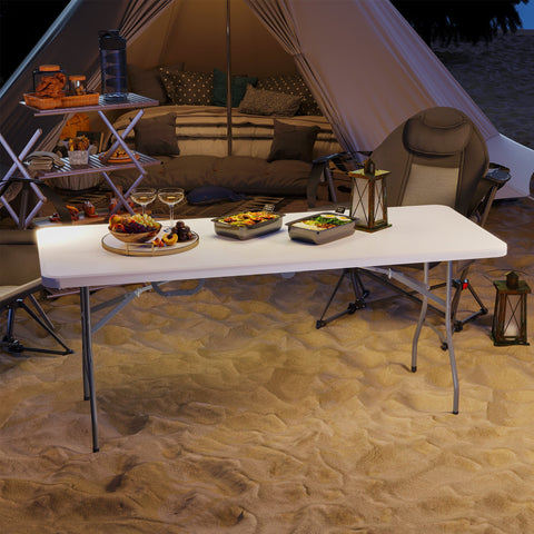 Rootz Folding Camping Table - Foldable Picnic Table - Portable Outdoors Table - Durable Design - 180cm x 74cm x 74cm