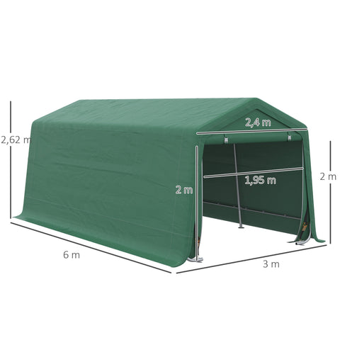 Rootz Tente Garage Carport - Storage Tent - Shelter - Waterproof UV-Resistant - 6 x 2.4/3 x 2.62m - Galvanized Steel
