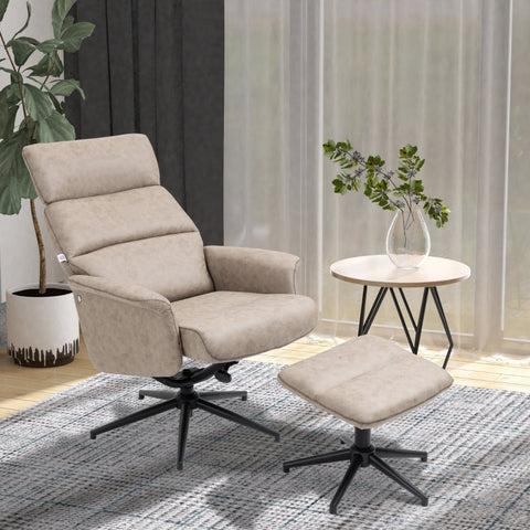 Rootz Fauteuil met Voetenbank - Fauteuil - Loungestoel - Ultiem comfort - Verstelbare rugleuning - Zacht microvezeloppervlak - 77 cm x 81 cm x 108 cm