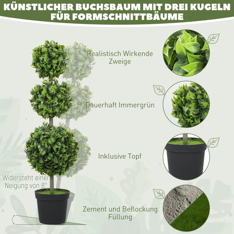 Rootz Artificial Plant Set - Faux Greenery - Decorative Potted Plants - Low Maintenance - 100cm x Ø20cm x 17cm