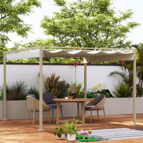 Rootz 3x3m Garden Pavilion - Sun Shelter - Outdoor Gazebo - UPF30+ Protection - Khaki - 298x297x221cm