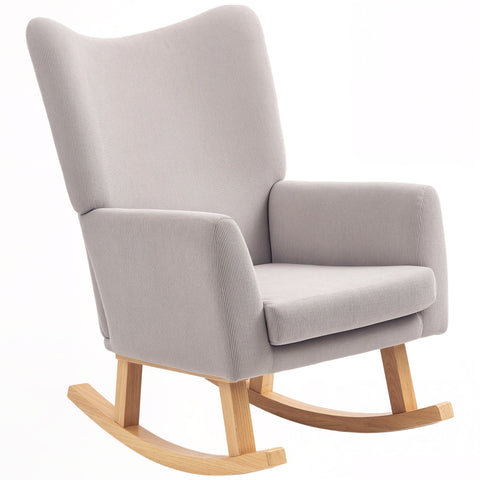 Rootz Rocking Chair - Retro Design Armchair - Upholstered Armchair - Ergonomic Comfort - 72cm x 97cm x 100cm - Grey