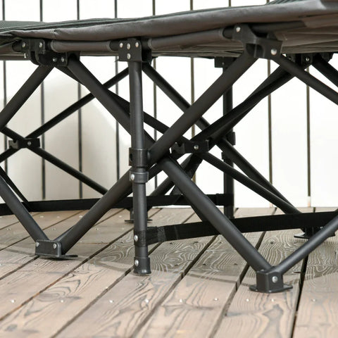 Rootz Folding Sun Lounger - Cup Holder - Backrest Side Pocket - Up To 120kg - Soft Padding - Oxford - PP foam - Gray - 68L x 186W x 48H cm