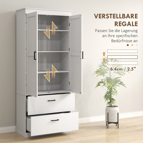 Rootz Freestanding Kitchen Cabinet - Pantry Storage - Living Room Cabinet - Adjustable Shelves - 75W x 39D x 178H cm