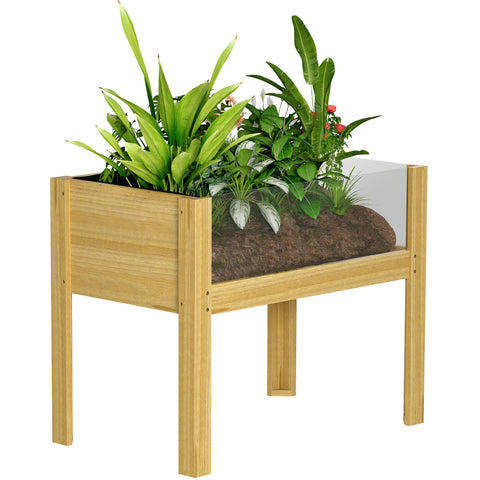 Rootz Elevated Garden Planter Box - Acrylic Panels - Raised Bed - Optimal Drainage - 75x46x60.5cm
