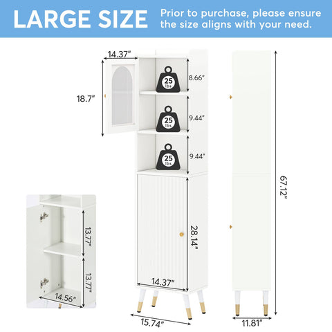 Rootz 6-Tier Storage Cabinet - Bookshelf - Organizer - Durable MDF - 30cm D x 40cm W x 170.4cm H
