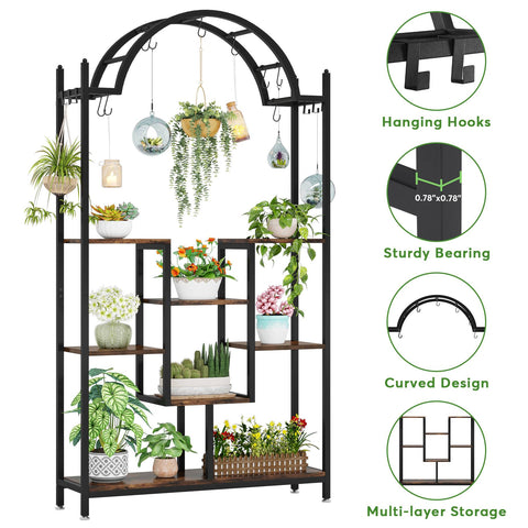 Rootz 5-Tier Indoor Plant Shelf - Planter Rack - Plant Stand - Optimal Sunlight - 100cm x 30cm x 190cm