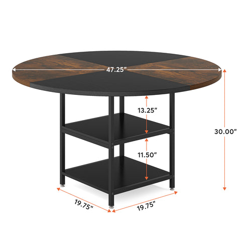 Rootz 4-Seater Round Dining Table - Kitchen Table - Dining Room Table - Built-in Storage - 120cm D x 120cm W x 76.2cm H