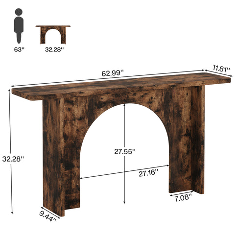 Rootz 63-Inch Farmhouse Console Table - Entryway Table - Accent Table - Sturdy Design - 30cm D x 160cm W x 82cm H