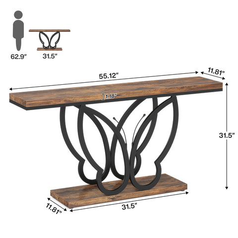 Rootz Console Table - Hallway Table - Entryway Table - Durable Wood/Metal Frame - 140cm x 30cm  x 80cm