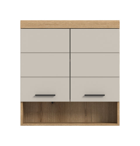 Rootz Wall Cabinet - Storage Unit - Bathroom Organizer - Durable MDF - 74x79x24 cm - Brown & WhiteFinish