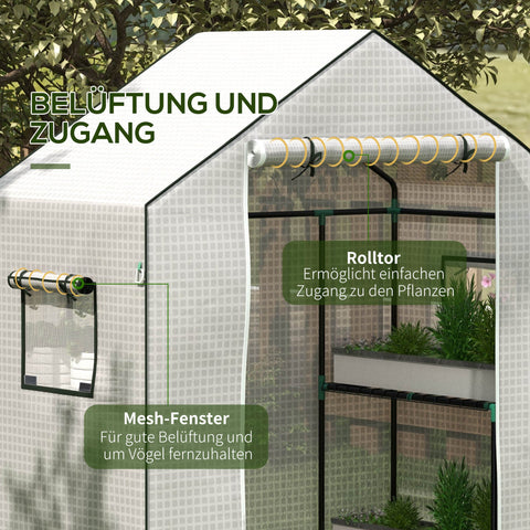 Rootz Greenhouse Film Cover - UV-Protected Replacement Tarp - Tear-Resistant Plastic - 140x73x190cm White