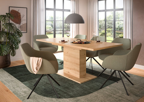 Rootz Extendable Dining Table - Brown - Column Base - Durable & Easy Cleaning - Adjustable 150-190x76x80cm