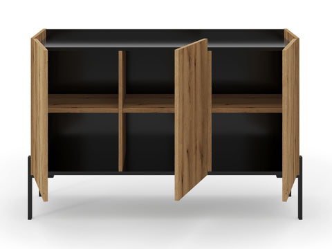 Rootz Sideboard - Storage Cabinet -Brown and Black - Easy-Care Surfaces - 120cm x 81cm x 40cm