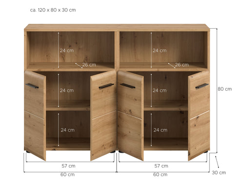 Rootz Bathroom Combination Set - Brown - Stylish Storage Cabinets - Easy Clean MDF - 120x80x30 cm
