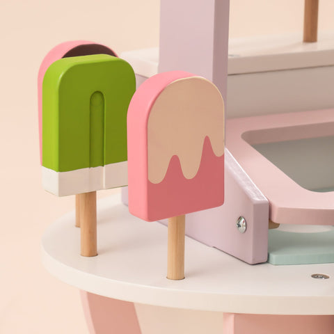 Rootz Wooden Ice Cream Cart Toys for Kids - Pretend Play - Educational Toy - Fun & Safe - 30cm x 20cm x 15cm