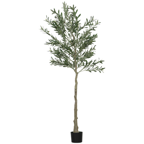 Rootz Decorative Artificial Olive Tree - Faux Plant - Silk Leaves - Low Maintenance - 180cm x Pot: Ø15cm x 12.5cm