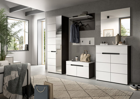 Rootz White Entryway Panel - Wall Rack - Coat Hooks - Space-Saving - 80 x 73 x 27 cm