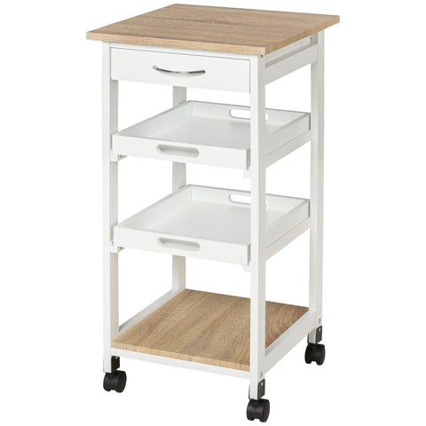 Rootz Kitchen Trolley - Serving Trolley - Kitchen Cart with Wheels - Versatile Storage - 37cm x 37cm x 76cm