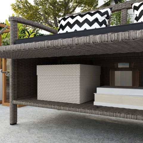 Rootz Garden Bench for 2 People - Outdoor Storage Bench - Patio Seating - 160L Capacity - 112 x 62 x 82 cm - Comfort Pillows Included, Gray