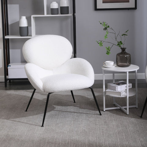 Rootz Teddy Velvet Dressing Chair - White Metal Leg Accent Chair - Comfy Lounge Seat - Luxurious Comfort - 74.1L x 77.9W x 81H cm