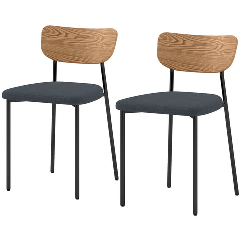 Rootz 2 Set Dining Chairs - Linen Look - Armless Design - Ergonomic Comfort - 45cm x 44cm x 48cm - Grey