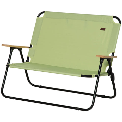 Rootz 2-Seater Camping Chair - Foldable Deck Chair - Outdoor Fishing Chair with Cup Holder - Durable Steel & Oxford Fabric - 141cm x 67cm x 80cm