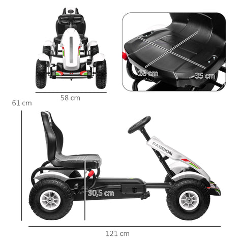 Rootz Pedal Go-Kart - Children's Ride-On Car - Kids Racer - Adjustable Seat - Handbrake - 121cm x 58cm x 61cm