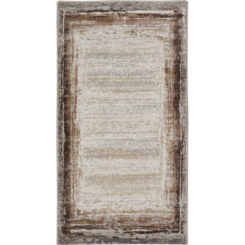 Rootz Short-Pile Woven Carpet - Area Rug - Cream-Brown Floor Mat - Durable & Comfort - 150 x 80 x 0.9 cm
