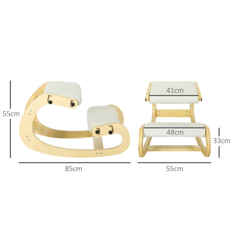 Rootz Kniesitzstuhl Ergonomic Wooden Swing Chair - Posture Corrector - Back Pain Relief - Birch Wood - 55cm x 85cm x 55cm