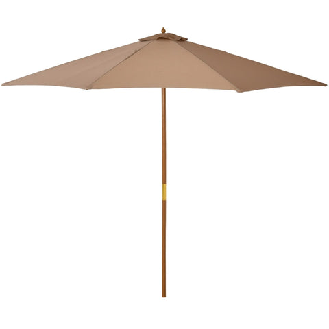 Rootz Parasol - Wooden Umbrella - Garden Umbrella - Bamboo Sun Shade - Umbrella Canopy - Balcony - Khaki - Ø300 x H250 cm