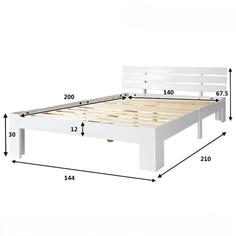 Rootz Double Bed Frame - Elegant Bed - Minimalist Design - Solid Pine Wood - 210cm x 144cm x 67.5cm