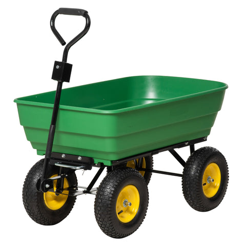 Rootz Hand Garden Trolley - Dump Cart - Yard Wagon - Tilting 75° - 125L, 200kg Load - 118cm x 58cm x 102cm - Convenient Transport