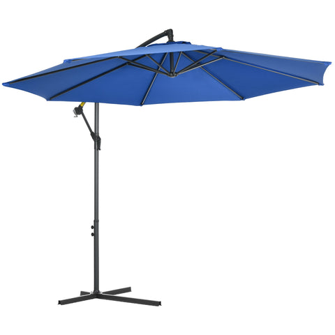 Rootz Offset Tilting Folding Garden Umbrella - Patio Parasol - Sunshade - Optimal Sun Protection - 2.97m x 2.5m with Stand