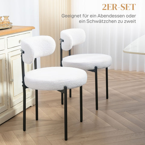 Rootz 2 Set Dining Chairs - Kitchen Chairs - Upholstered Seats - Comfort & Style - 51cm x 51cm x 76cm - White