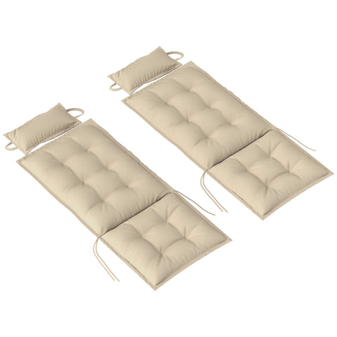Rootz 2 Piece Sun Lounger Cushion Set - Garden Lounger Pads - Upholstered Cushions - Water-Repellent - Soft Cotton Comfort - 50x116x5 cm, Brown