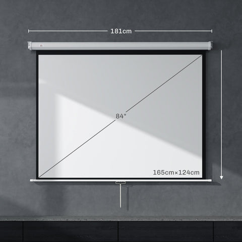 Rootz HD 4K Projection Screen - Home Cinema - Canvas Screen - 160° Viewing Angle - 171cm x 128cm