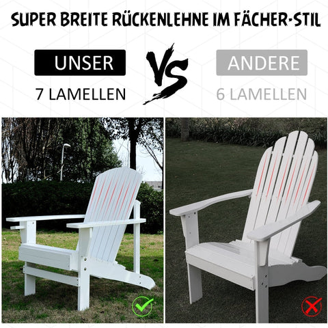 Rootz Adirondack Tuinstoel - Buitenzitplaats - Patiostoel - Ergonomisch ontwerp - Hoge rugleuning - Brede armleuningen - 97W x 72,5D x 93H cm - Sparrenhout