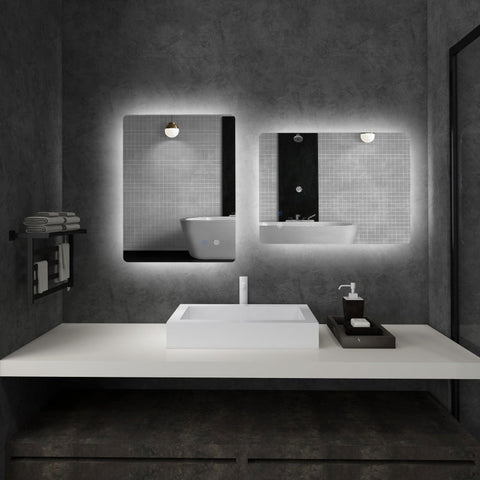 Rootz LED Bathroom Vanity Mirror - Wall Mounted Makeup Mirror - Illuminated Mirror - Anti-Fog - Touch Switch - 70cm x 50cm x 3cm