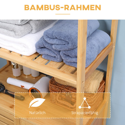 Rootz Bamboo Bathroom Cabinet - Bathroom Chest of Drawers - Bathroom Shelf - Reduces Disorder - 60cm x 30cm x 120cm - Brown
