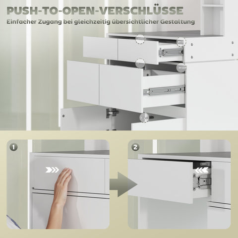 Rootz Dressing Table - Make-up Vanity - Beauty Station - Large Mirror - 122.5cm x 71.3cm x 38.5cm - MDF, White - Ample Storage Space