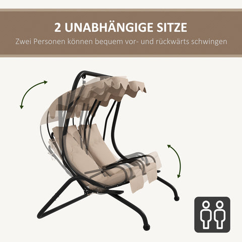 Rootz Hollywood Swing - Garden Swing - Weatherproof Swing - 2 Cup Holders - Romantic Shade - 170cm x 136cm x 170cm
