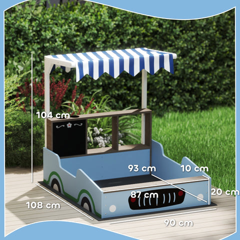 Rootz Sandpit with Canopy - Play Bench - Children's Drawing Table - UV Protection - 108L x 90B x 104H cm