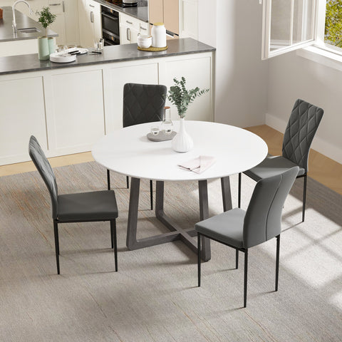 Rootz 4 Set Dining Room Chairs - Velvet-Look Upholstered - Modern Dining Room Chairs - Ergonomic Comfort - 42x58x95cm - Grey