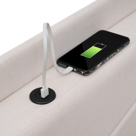 Rootz Double Bed with Storage - Linen Bed - USB Charging - Ample Storage - 208L x 186W x 107H cm