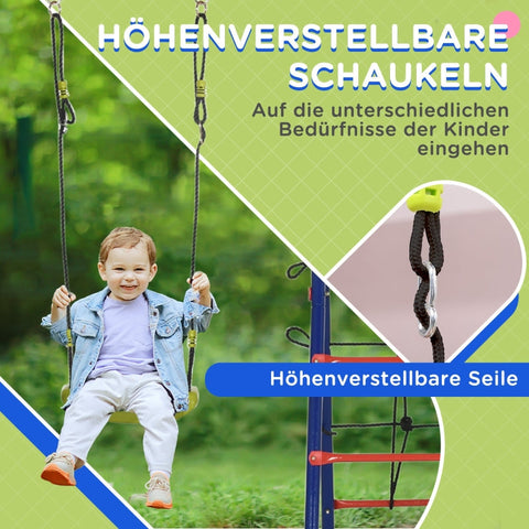 Rootz Swing Frame - Kids Playground Set - Children's Outdoor Playset - Durable Steel Frame - Adjustable Ropes - Multi-Activity Fun - 435cm x 135cm x 177cm