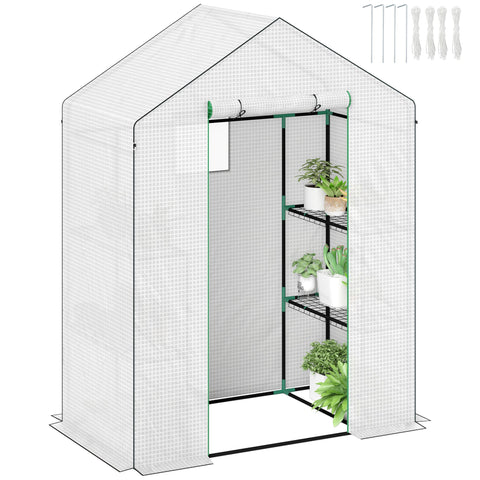 Rootz Walk-In Greenhouse with Shelves - Mini-Greenhouse - UV-Resistant - Optimal Ventilation - 143l x 74b x 190h cm