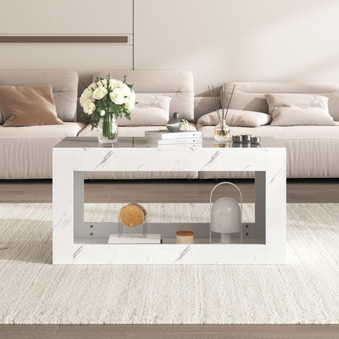 Rootz High-Gloss Coffee Table - Marble-Effect Table - App-Controlled LED - Luxurious & Durable - 100L x 50W x 50H cm