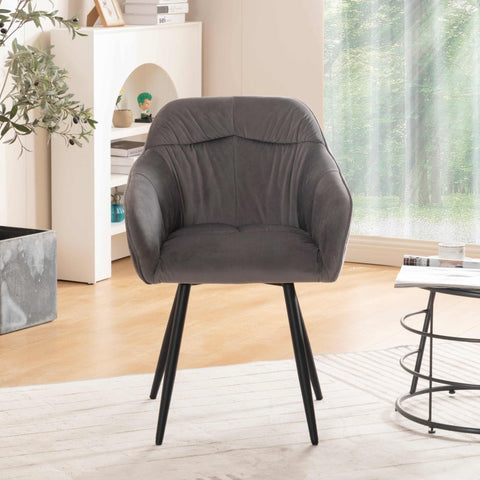 Rootz Gray Velvet Dining Chairs - Upholstered Seating - Elegant Cushions - Ergonomic Comfort - 45L x 55W x 85H cm - Easy Assembly